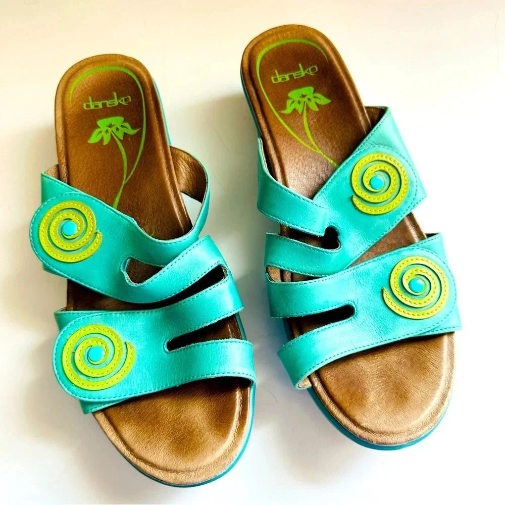 Dansko Sophie Arch Support Leather Wedged Sandals